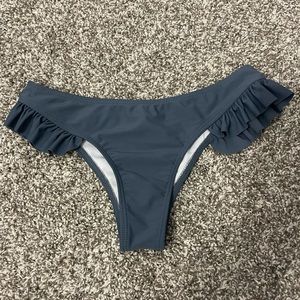 ZAFUL Ruffle Plunge Bikini Bottoms Stone Blue Size S